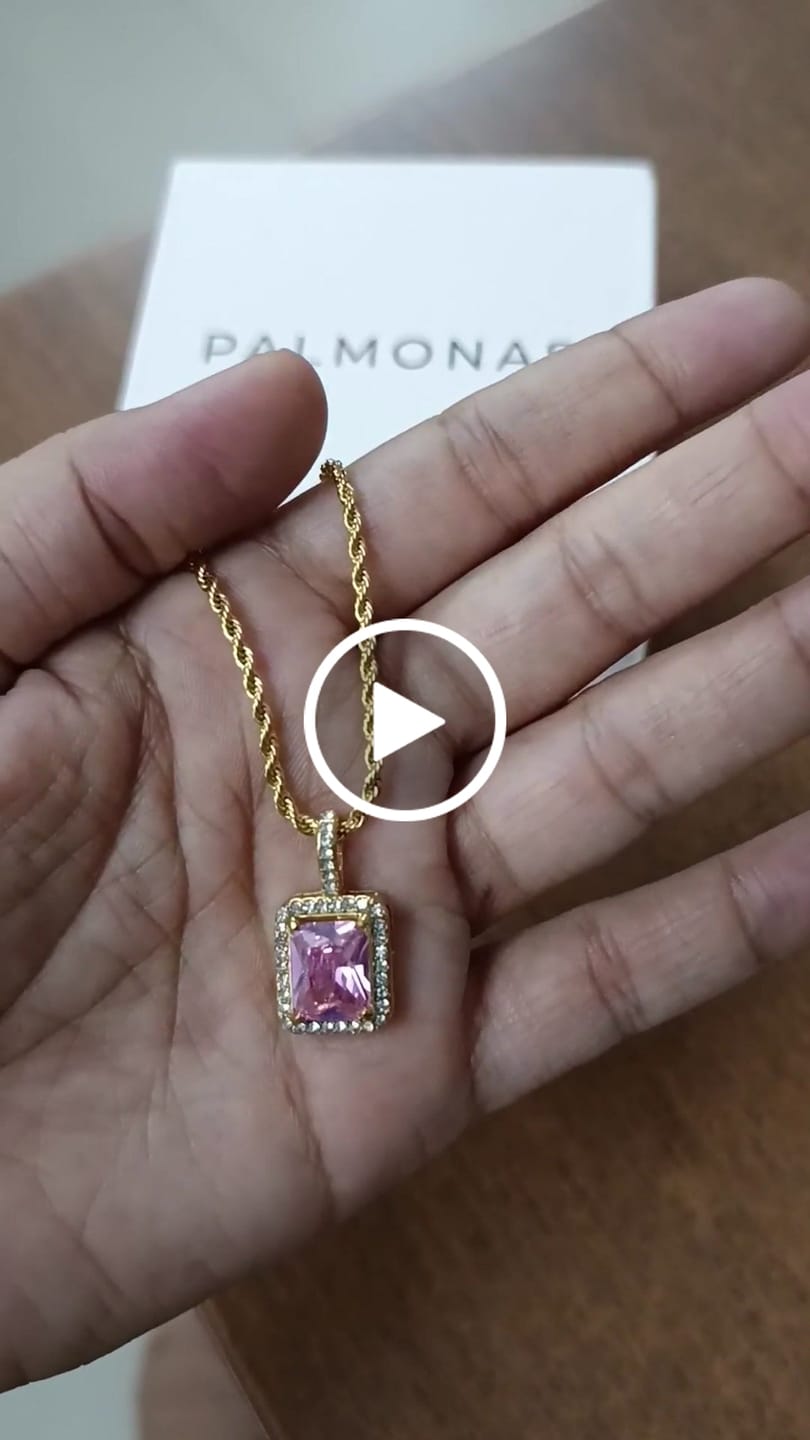 Customer video review of Pink Emerald Geometric Pendant