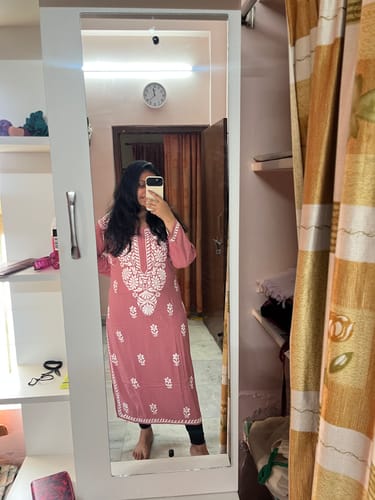 Customer photo review of Aayat Rose Brown Long Rayon kurta