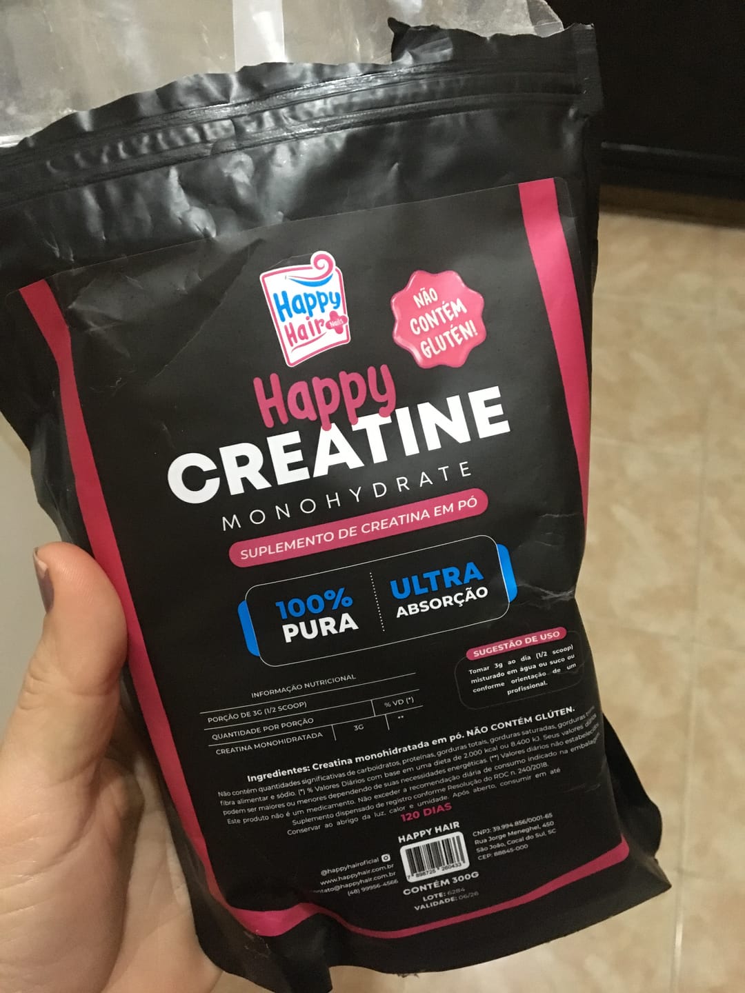 Customer photo review of Creatina Monohidratada 100% Pura 300g - Happy Creatine