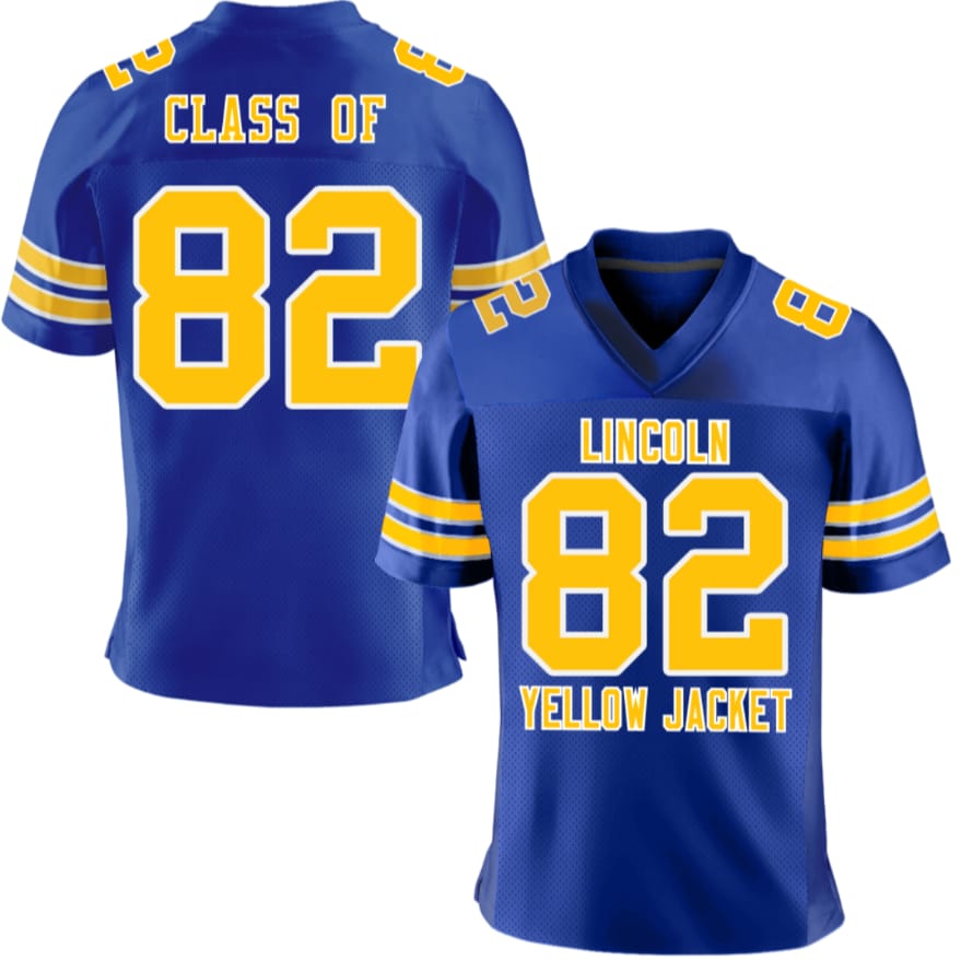 Customer photo review of Custom Royal Gold-White Personalized Classic Mesh Authentic Football Jersey
