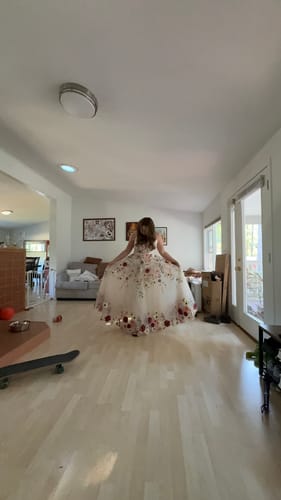 Customer photo review of Spaghetti Straps V Neck Floral Applique Bridal Dress