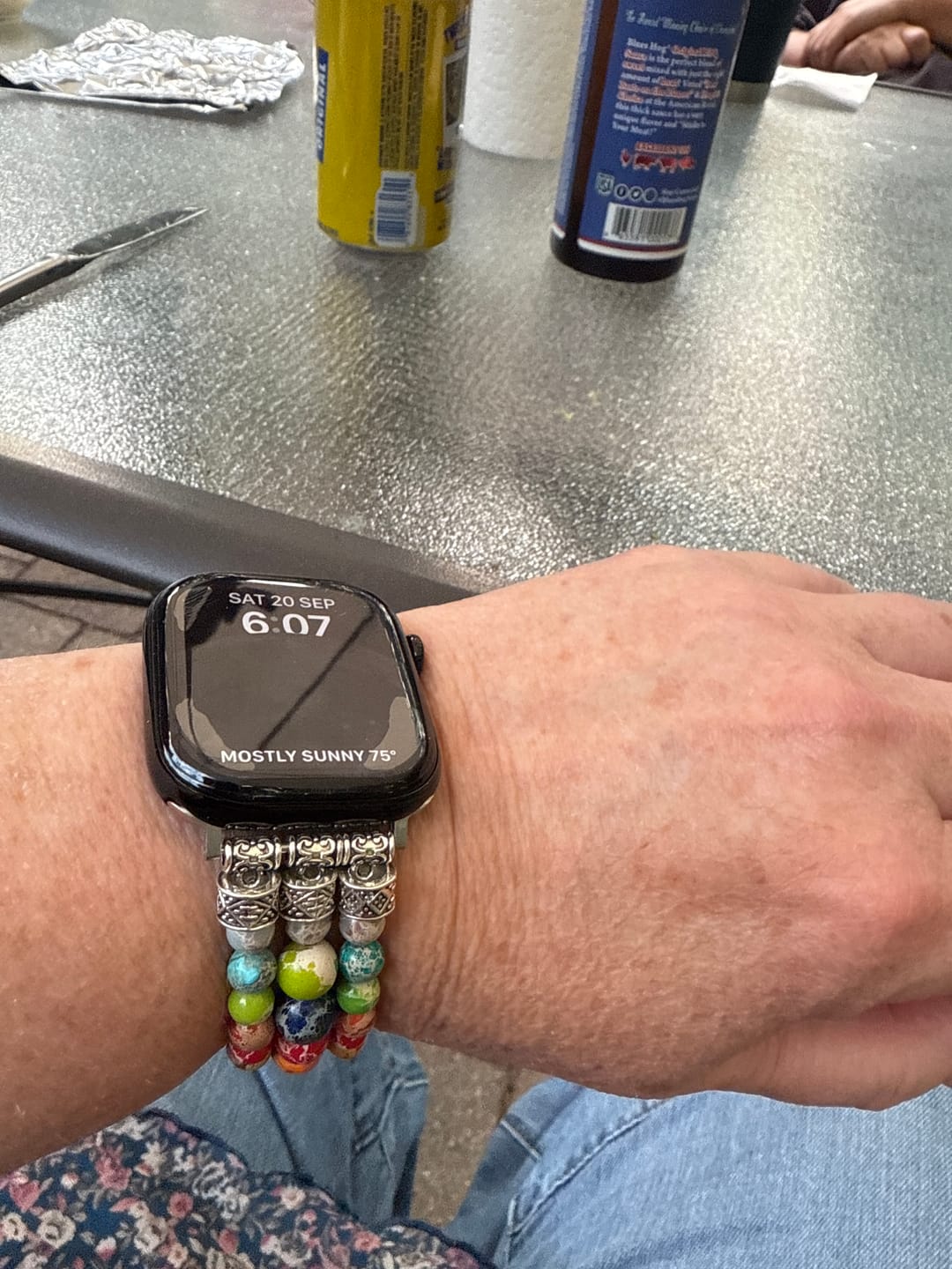 Customer photo review of Vibrant Chakra Stretch Apple Watch Strap