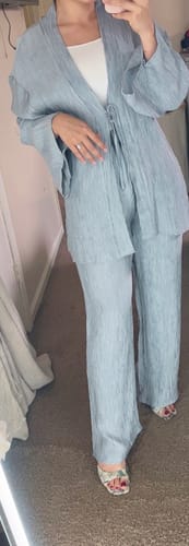 Customer photo review of Rippled Relaxed Fit Pants - Icy Pink S