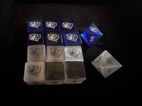 Customer photo review of URWizards Custom font style for dice, Custom initial on Dice, Dnd Natural Gemstone Dice MTG Game