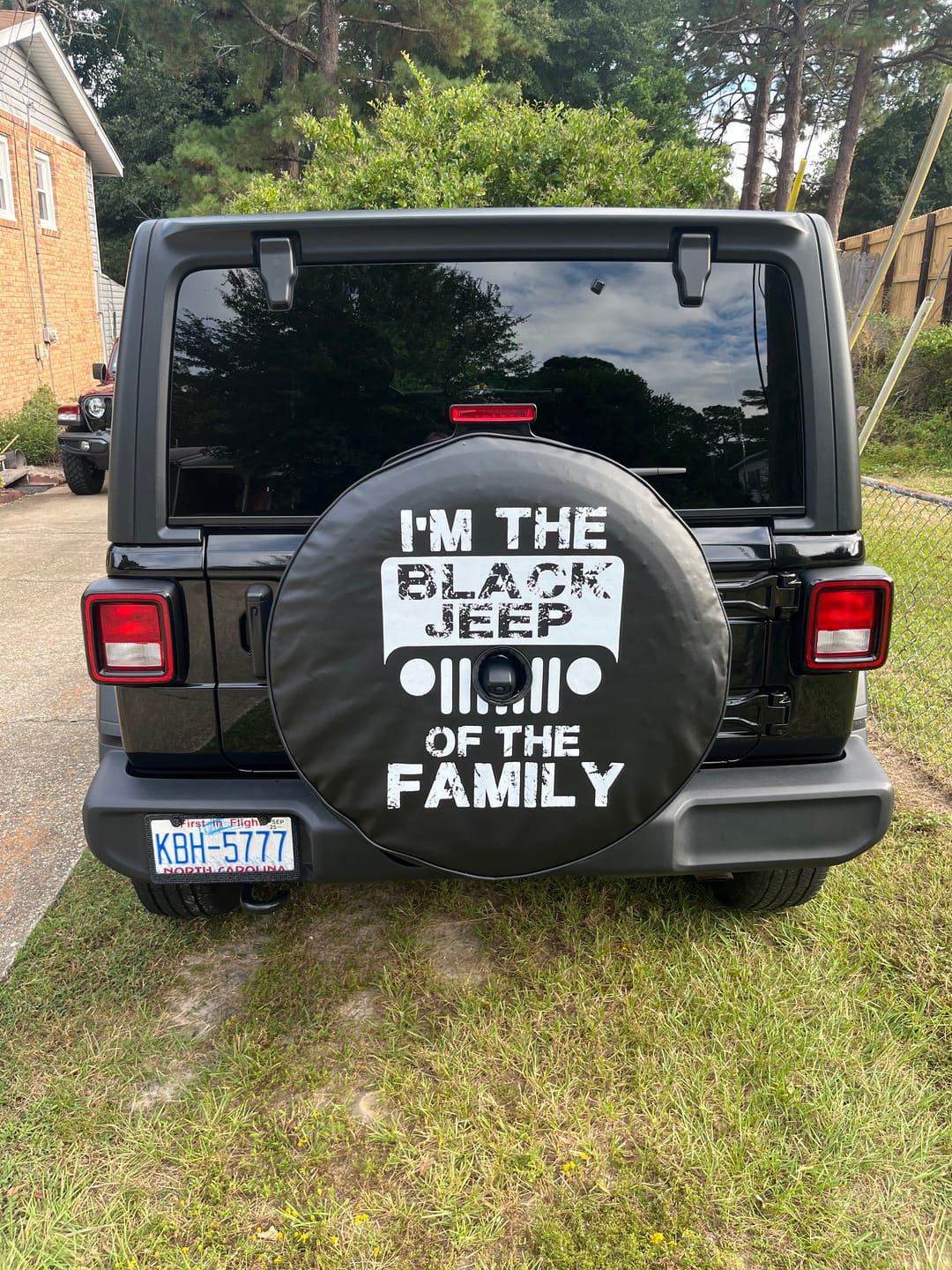 Customer photo review of I'm the Black Jeep of the Family - Jeep Spare Tire Cover Design - Made in USA
