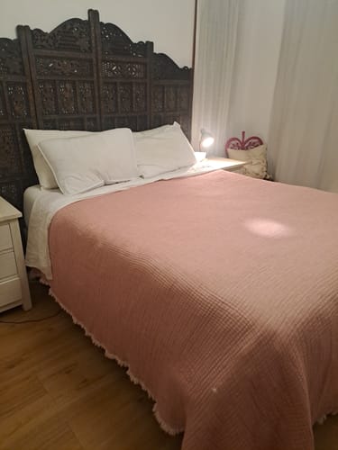 Customer photo review of Hazea Muslin Blanket - Terracotta