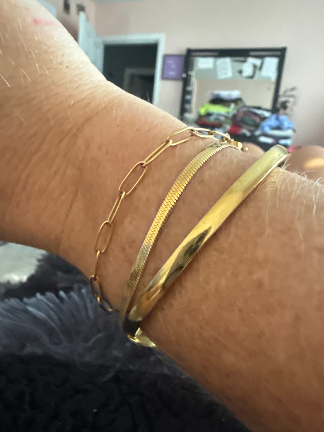 Customer photo review of Angelica® Stainless Steel Herringbone Bracelet (Bundle)