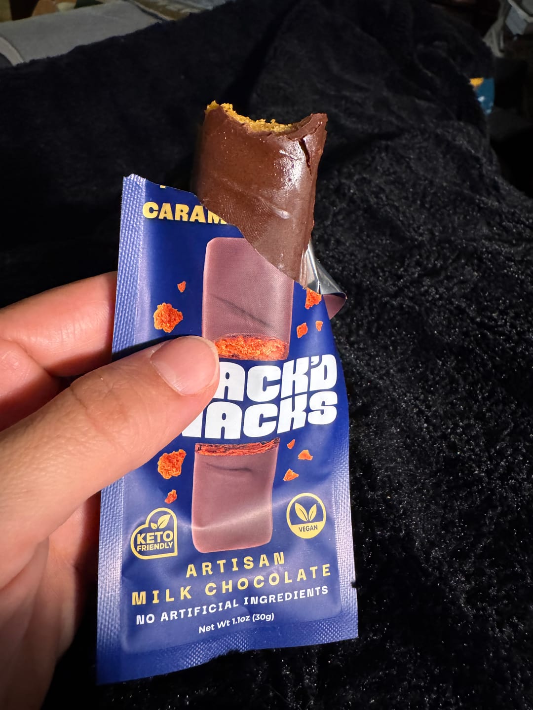Customer photo review of Milk Chocolate Peanut Butter Caramel Crunch, 2g Net Carbs