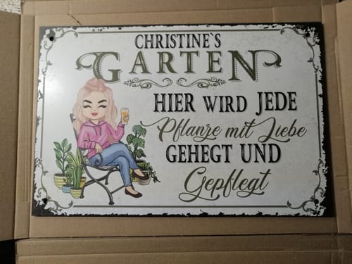 Customer photo review of Personalisiertes Gartenschild mit Namen Anpassbar