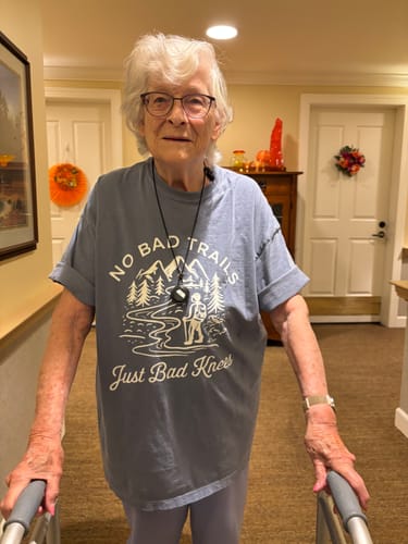 Customer photo review of Bad Knees T-shirt