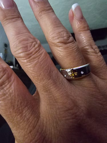 Customer photo review of FREE Today: Modern Style Two-tone Gold Cross Alloy Ring-With God All Things Are Possible