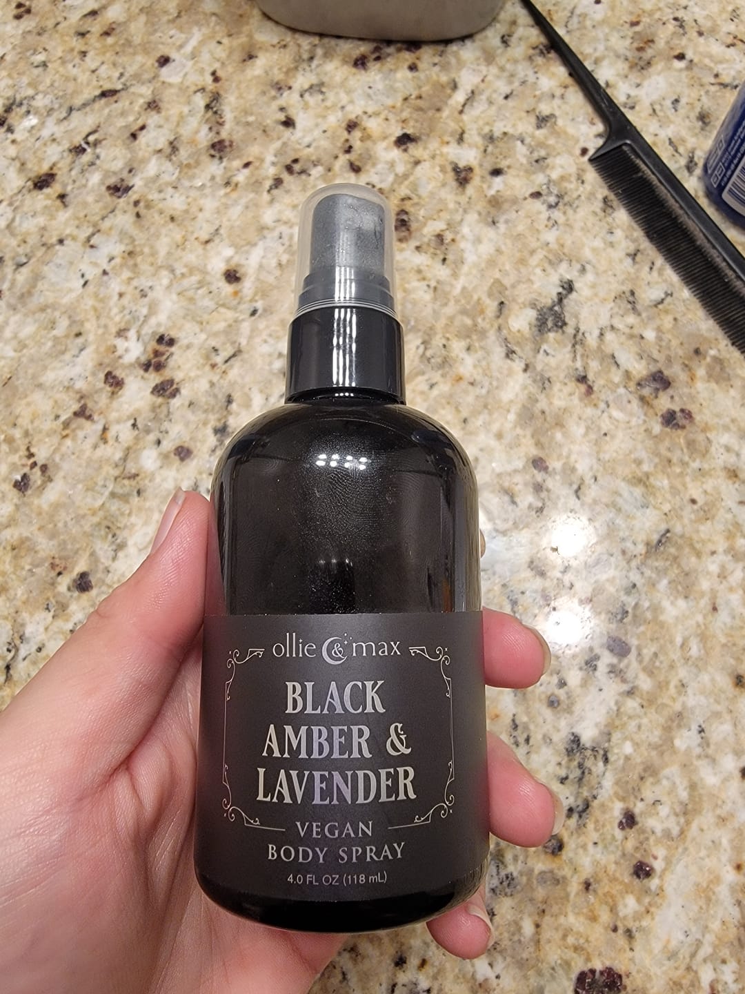 Customer photo review of Black Amber and Lavender Body Spray