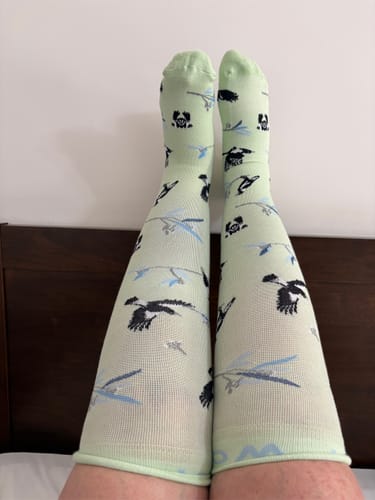 Customer photo review of Swooping Season Bamboo Compression Socks