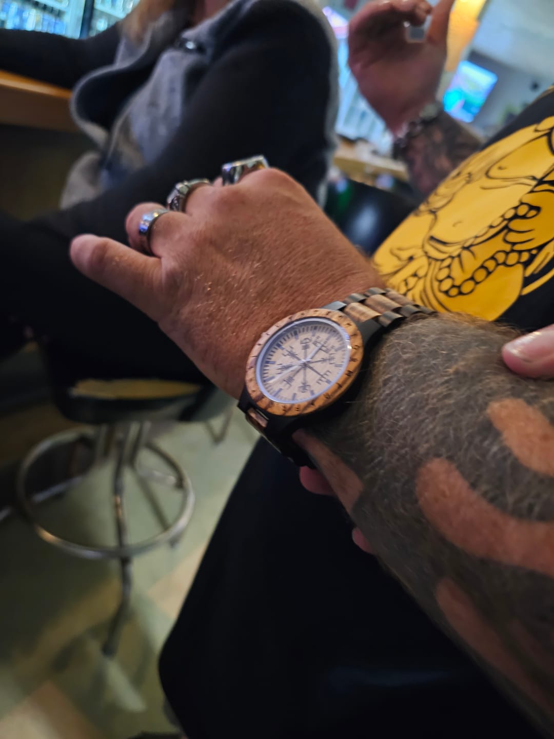 Customer photo review of Personalized Viking Compass Vegvisir Handmade Wooden Watch