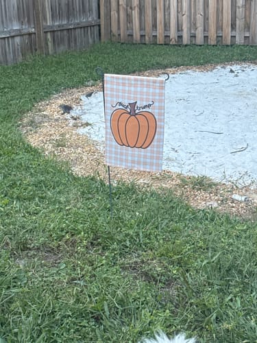 Customer photo review of F*ck Trump Autumn Pumpkin Garden Flag