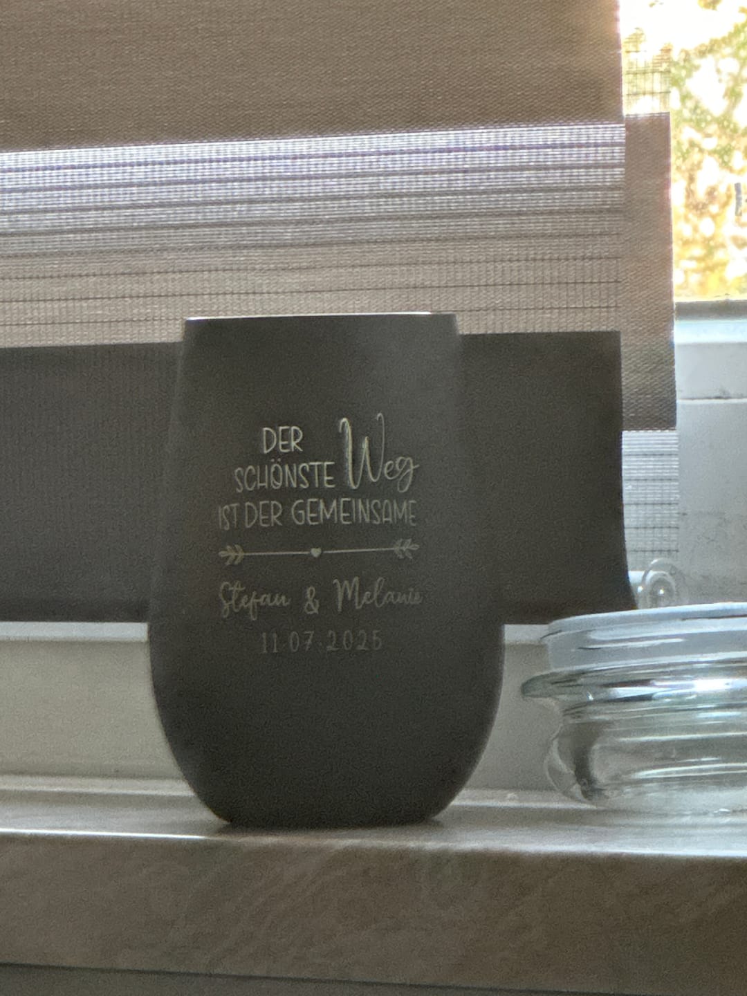 Customer photo review of Gemeinsamer Weg - Personalisiertes Windlicht für Paare