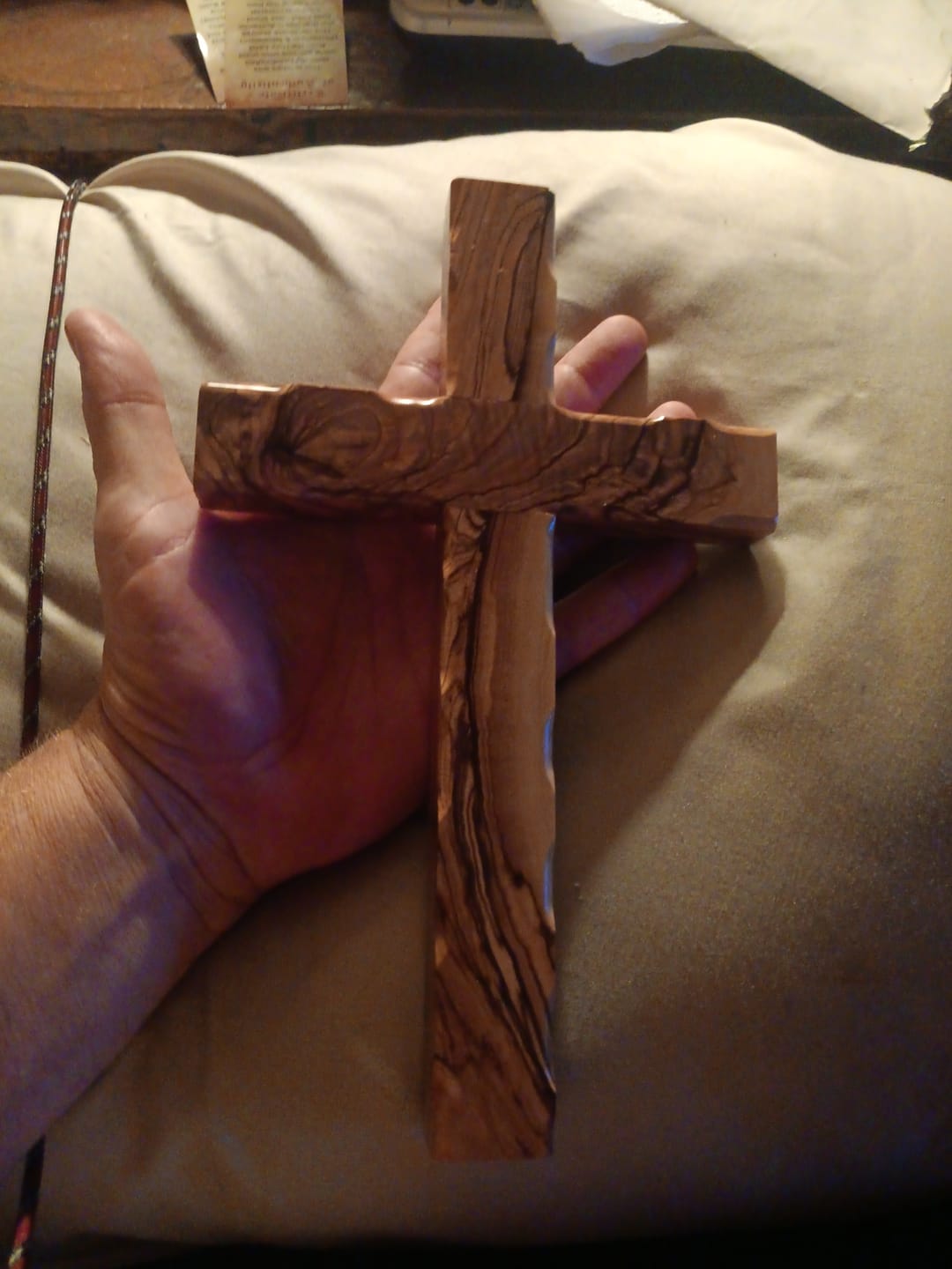 Customer photo review of Olive Wood Wall Cross