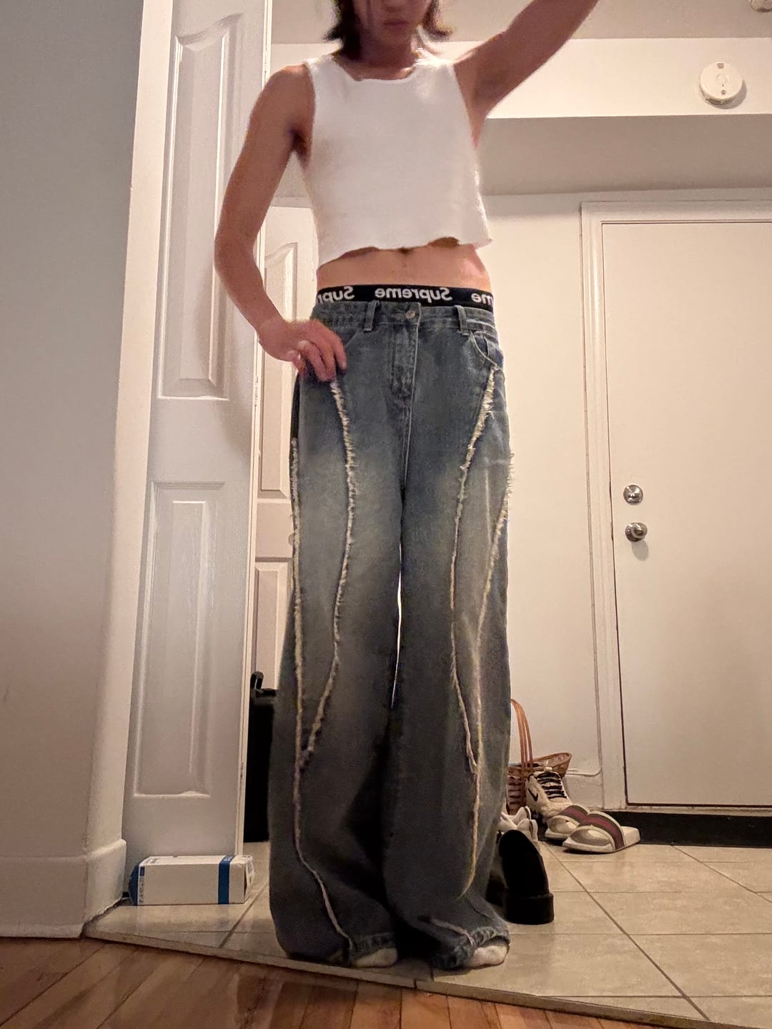 Customer photo review of Aelfric Eden Baggy Fringe Jeans