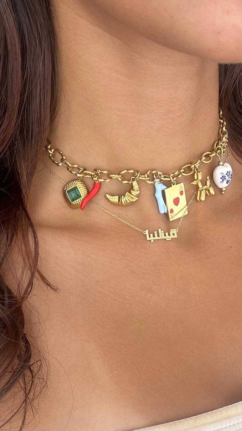 Customer photo review of Charm chain necklace - textured