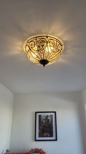 Customer photo review of Modern Roman 3-Light Crystal Glass Flush Mount Chandelier