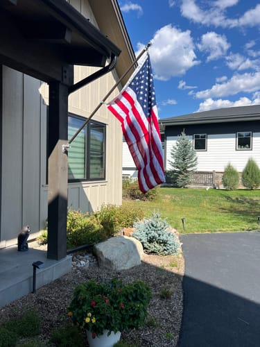 Customer photo review of NEW For 2025/2026! Prestige House Flag Pole - A Complete Wall-mounted Kit - American Flag Included