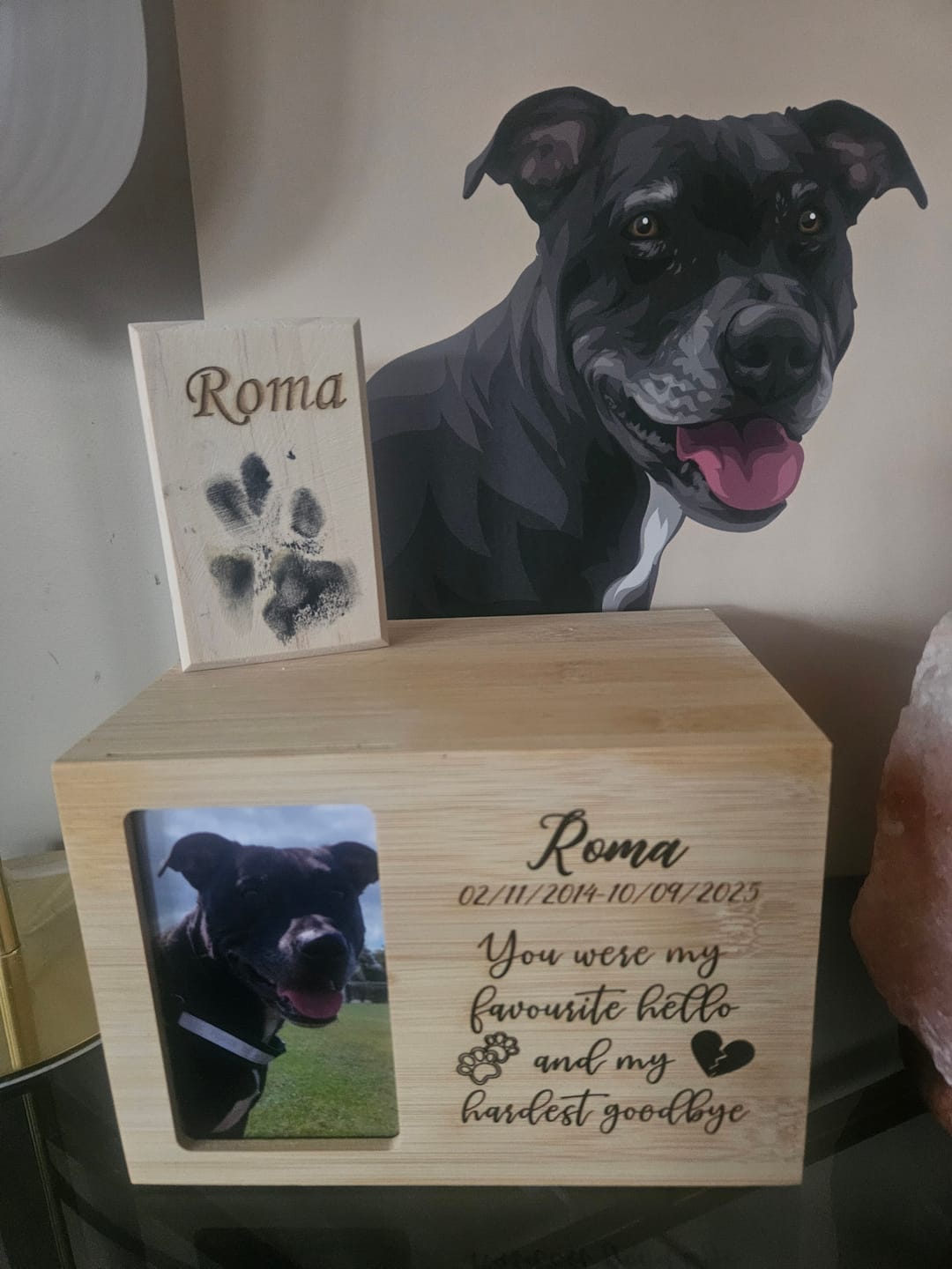 Customer photo review of Pet Memorial - Your Paw Prints Are Furever In Our Hearts - Personalised.