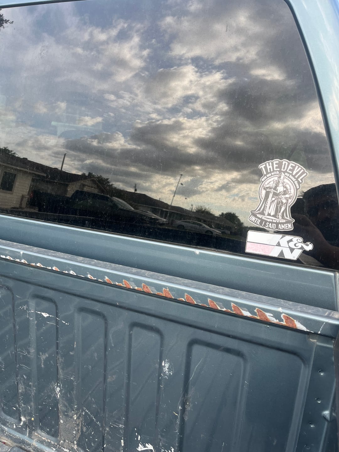 Customer photo review of Until I Said Amen Decal