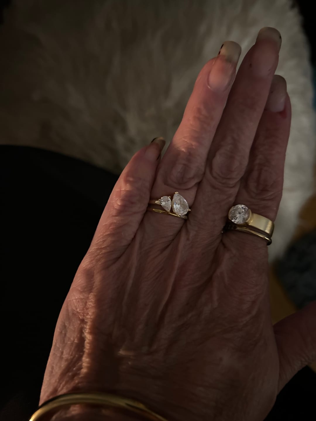 Customer photo review of Double Teardrop-Cut CZ Ring
