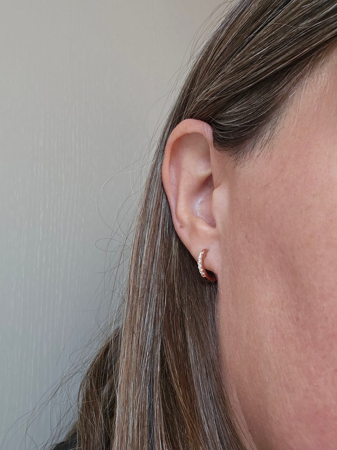 Customer photo review of Moissanite Hoop Earrings