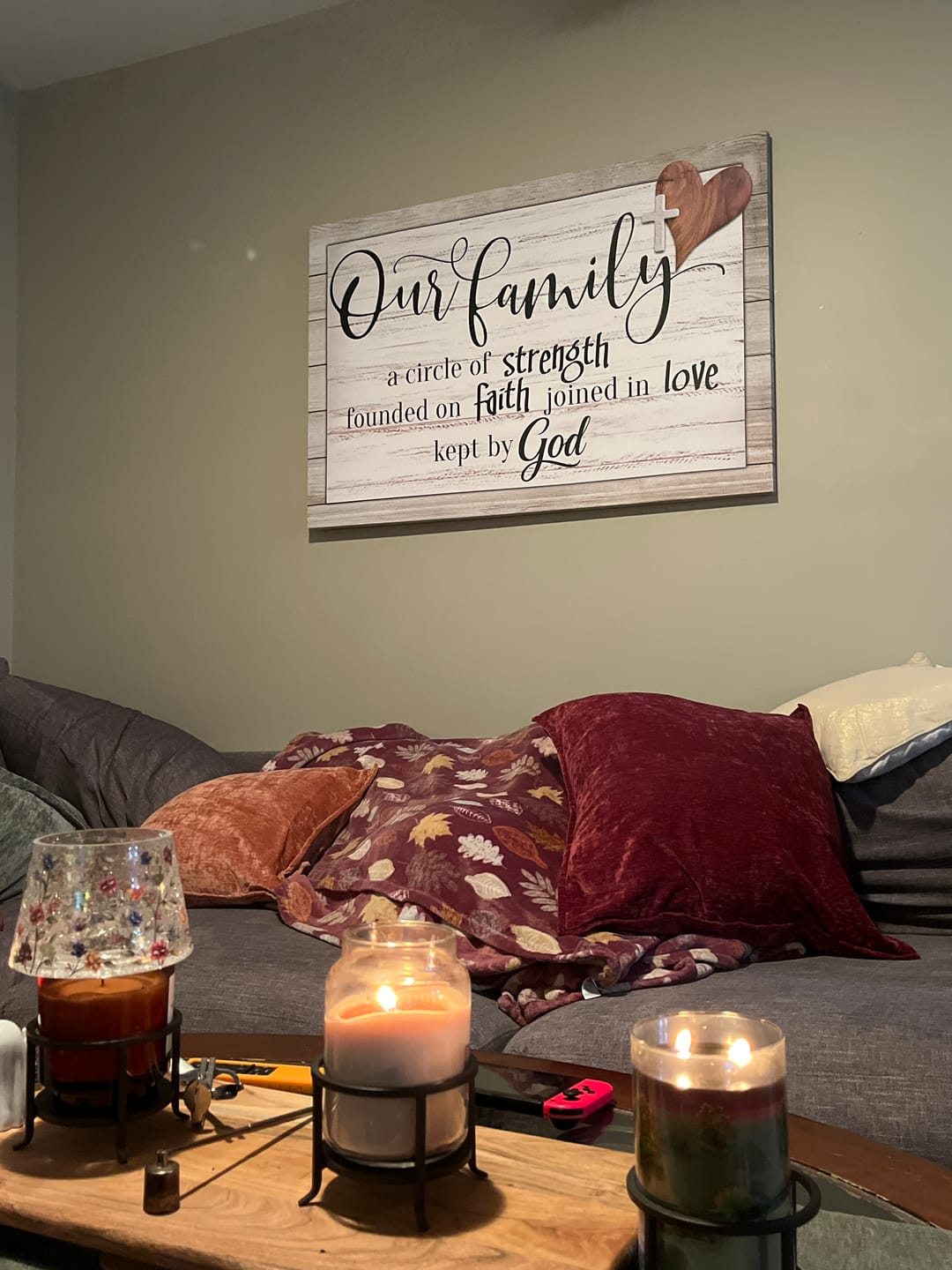 Customer photo review of Our Family A Circle Of Strength Christian Family Wall Art Canvas