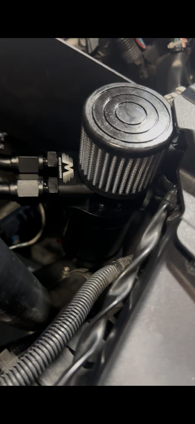 Customer photo review of Top Loader Billet Internally Baffled Oil Catch Can (Dual 10AN Port)