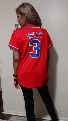Customer photo review of Custom Red Royal-White Classic Style Authentic Baseball Jersey