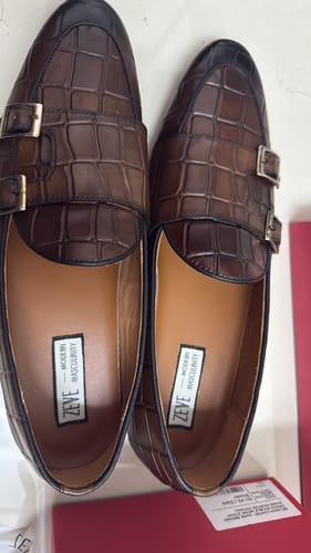 Customer photo review of Belgian Loafer - Dark Brown Croco Double Monk Strap (Hand Painted Patina)