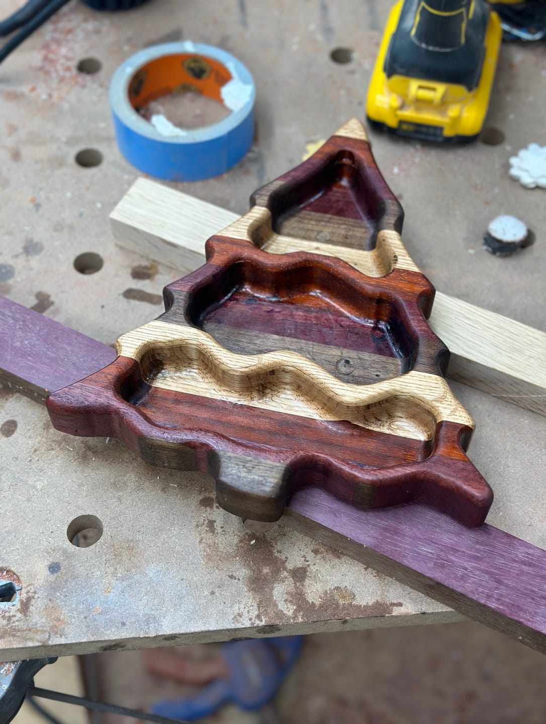 Customer photo review of 11.0x9.5" Christmas Tree Tray 2 Acrylic Router Template [Limited Edition]