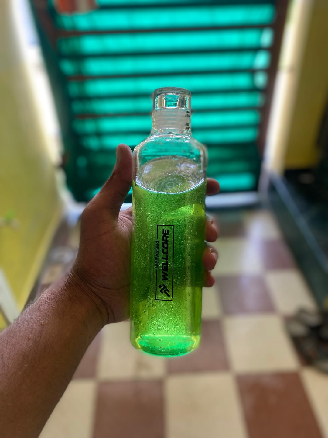 Customer photo review of Wellcore - Micronised Creatine Monohydrate (83 Servings, Kiwi Kick) + Premium Glass Bottle