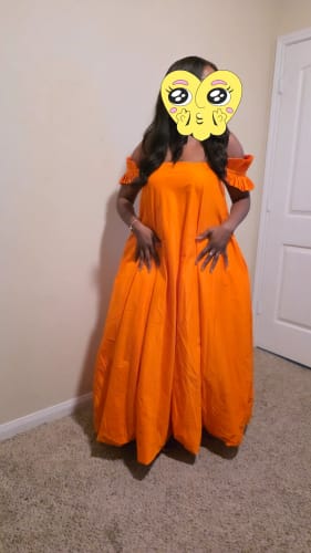 Customer photo review of Elior Balloon Dress | Orange