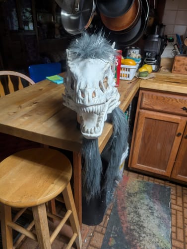 Customer photo review of Grey Tinsel Sparkle Glitter Shaggy Faux Fur Long Pile Fabric