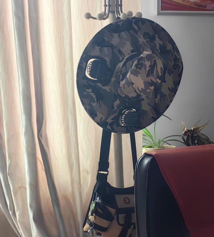 Customer photo review of Dual Fan Wide Brim Hat with Solar Charging