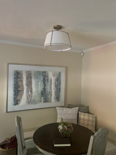 Customer photo review of Contemporary Wide Linen Drum Brass Semi Flush Mount