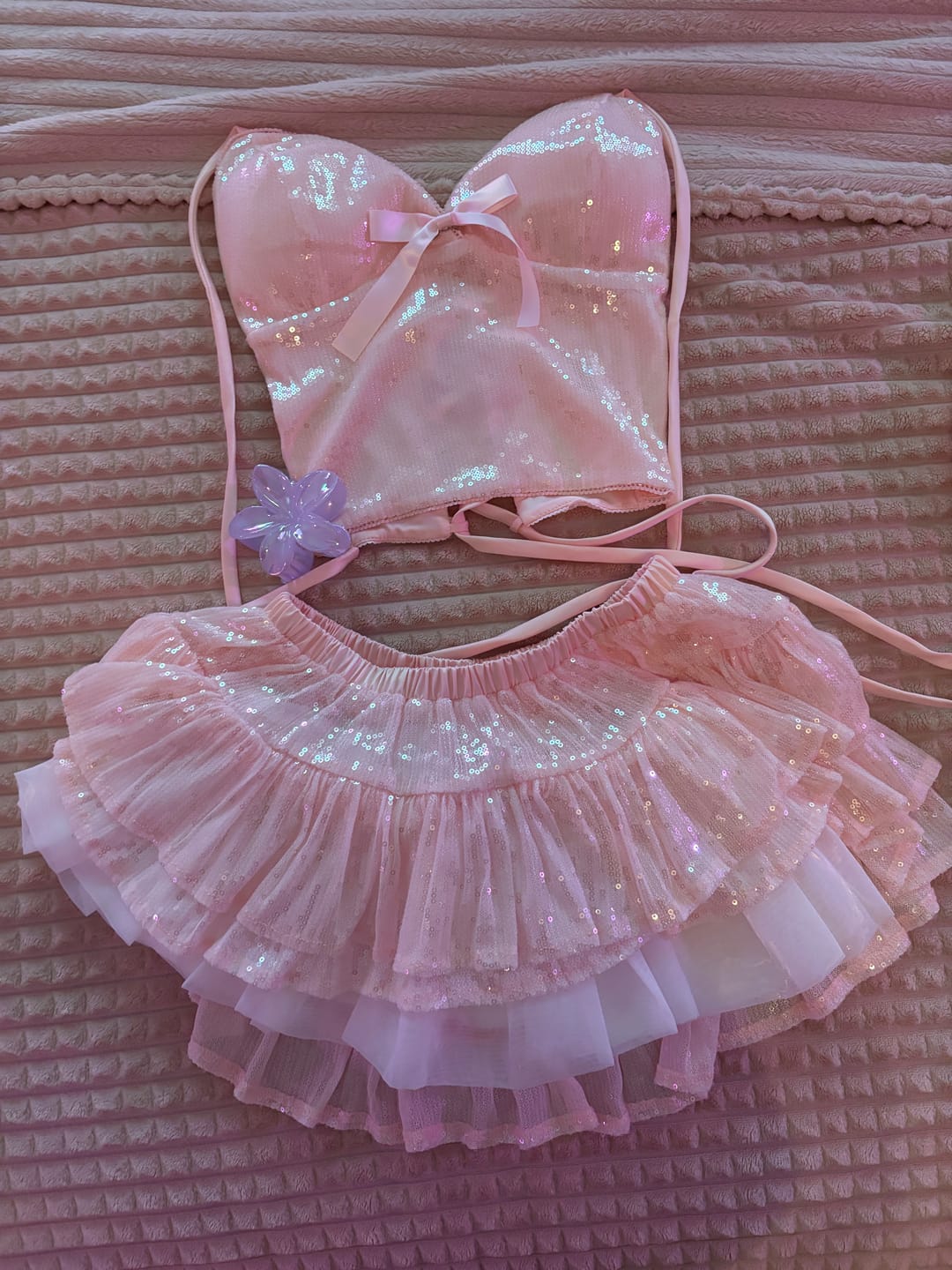 Customer photo review of Rosette Fairy Dust Sequin Halter Top (Pink)