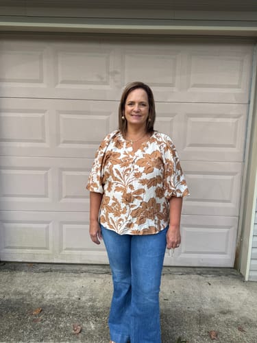 Customer photo review of Vintage Floral 3/4 Sleeve Blouse