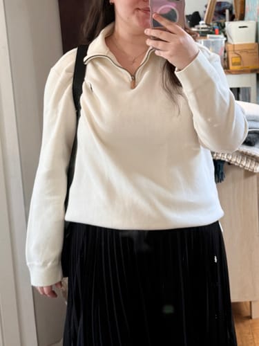 Customer photo review of Vintage White Polo Ralph Lauren Quarter Zip Knit (XL)