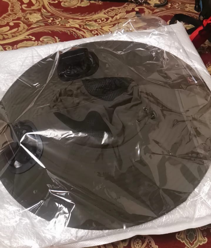 Customer photo review of Dual Fan Wide Brim Hat with Solar Charging
