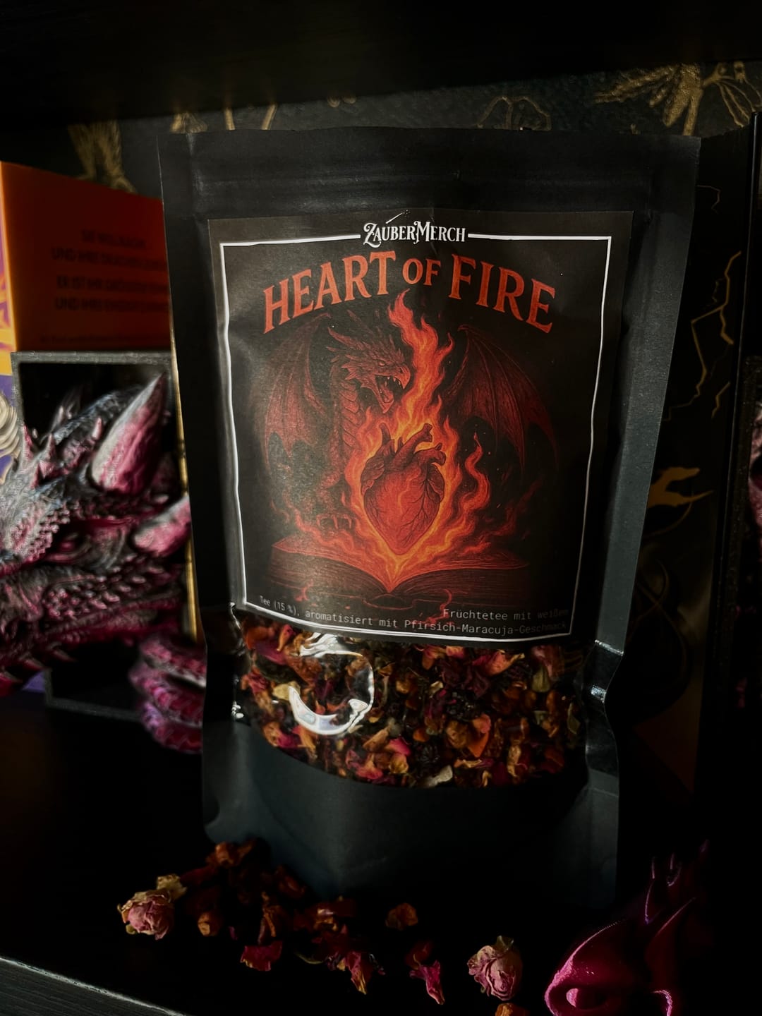 Customer photo review of Heart of Fire – Drachen Tee Pfirsich-Maracuja | Fantasy Tee für Buchliebhaber