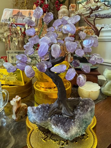 Customer photo review of Amethyst 7" Tall Handmade Gemstone Tree on a Crystal base, 60 Gems #5402AMTH