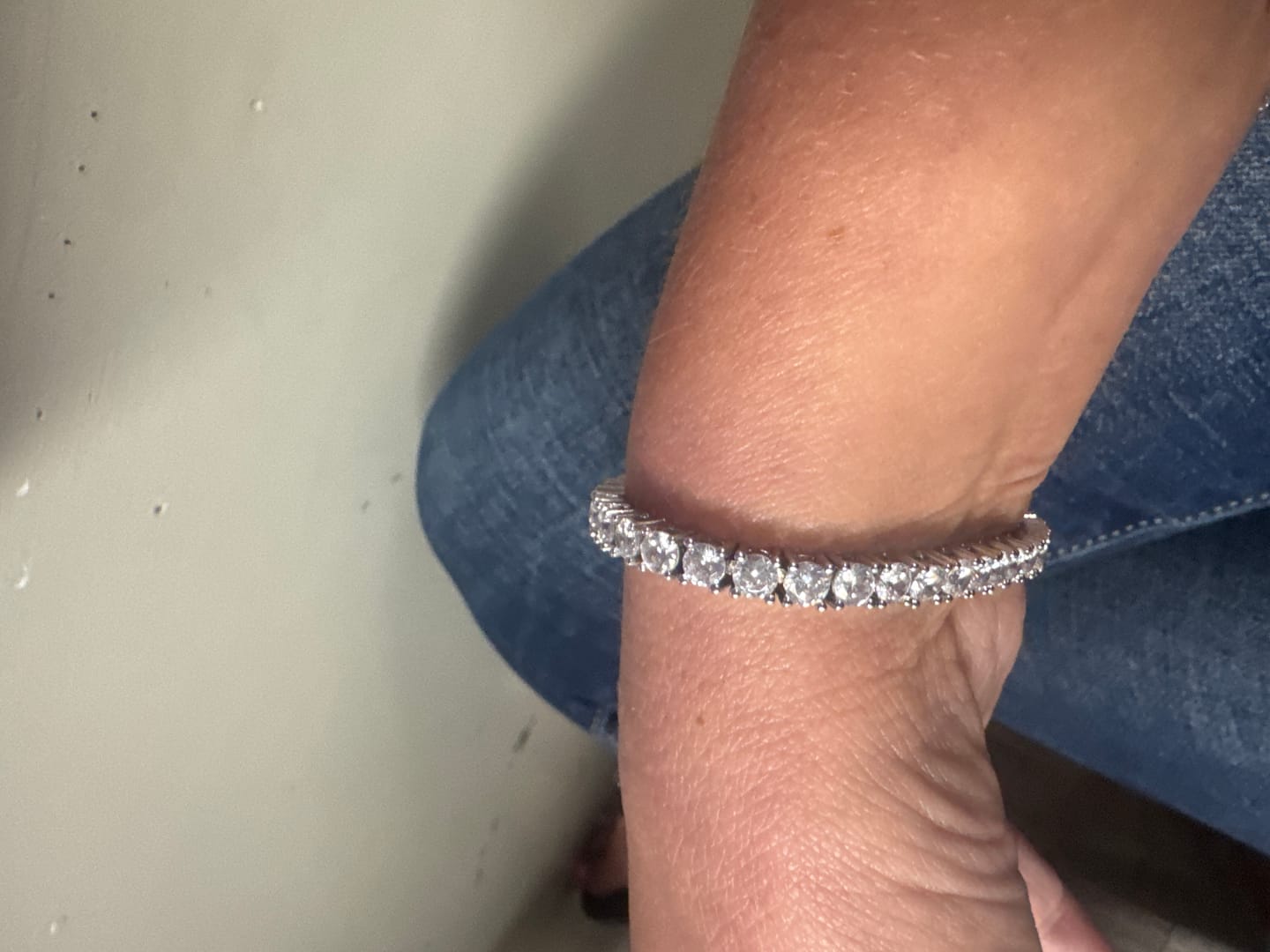 Customer photo review of Olivia 18k White Gold Plated Tennis Bracelet with Simulated Diamond Crystals