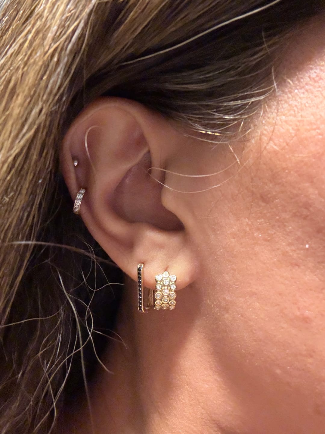 Customer photo review of Triple Bezel Hoops