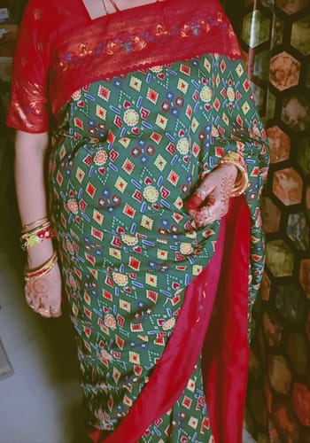Customer photo review of Classic Green Woven Patola Soft Silk Saree