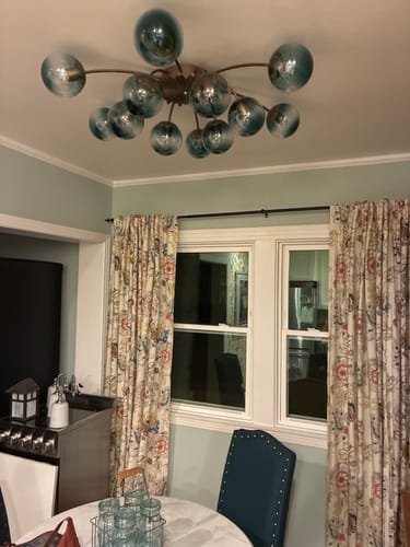 Customer photo review of Glam Bloom 12-Light Blue Glass Bubble Semi Flush Chandelier
