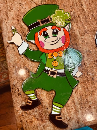 Customer photo review of Unfinished Wood Leprechaun Shape | DIY Craft Cutout | up to 46" DIY